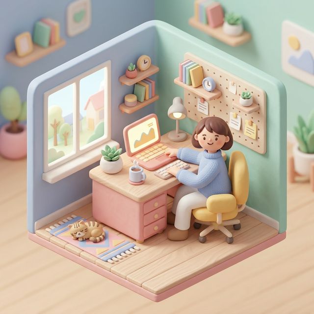 3D Claymorphism Room